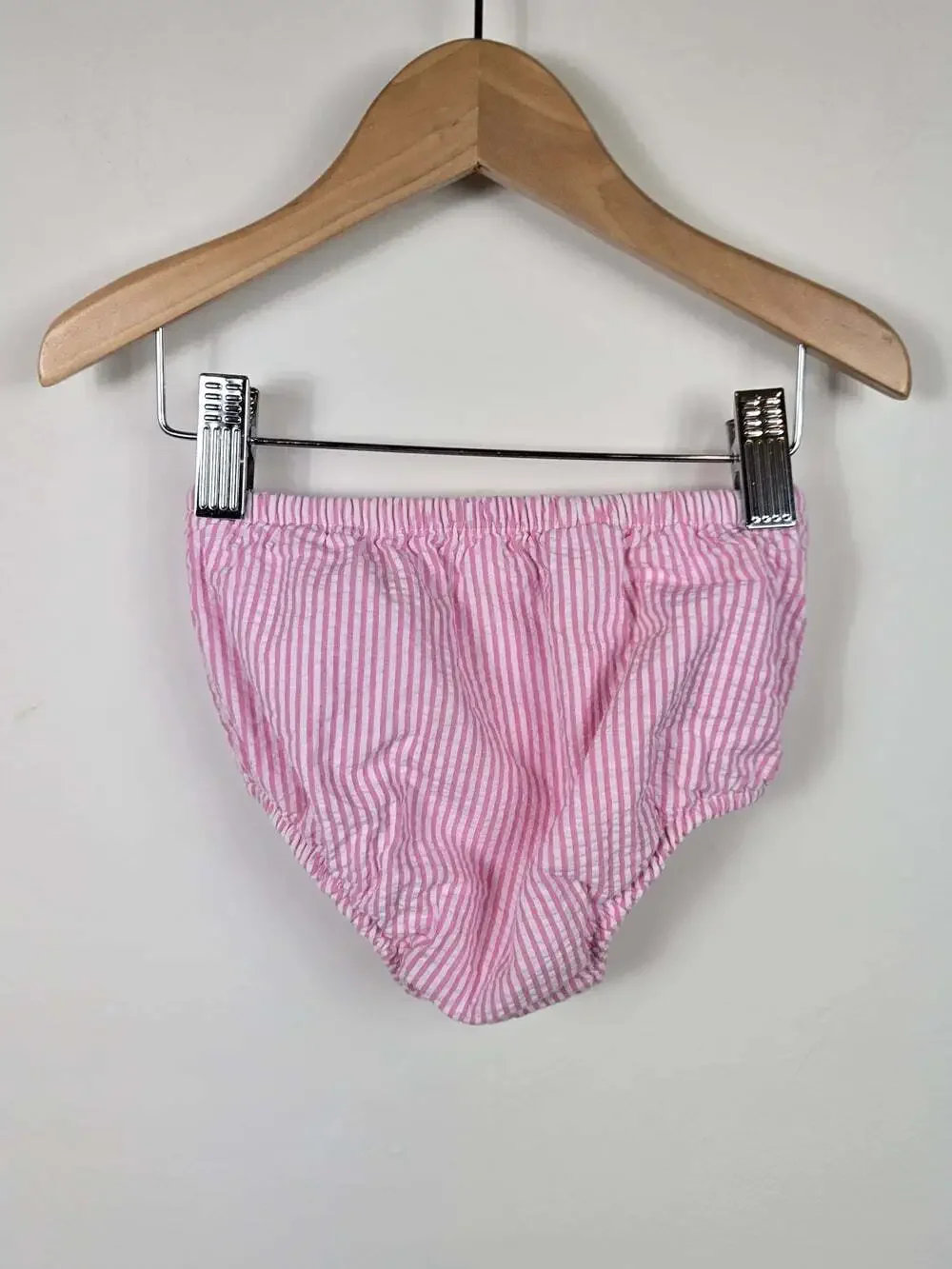 Ralph Lauren Baby Girls Pink Seersucker Dress & Bloomers Set 12M Peter Pan